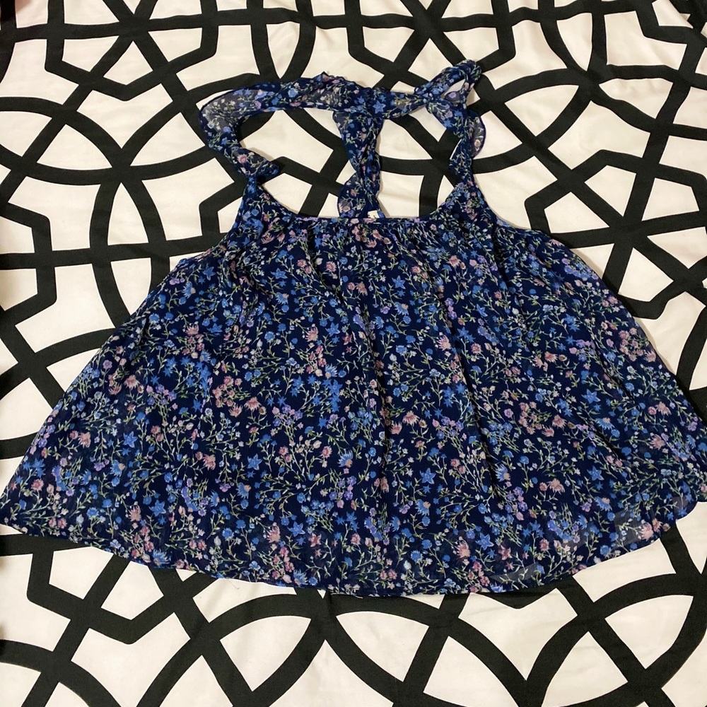 American Eagle Outfitters Blue Floral Loose Shirt